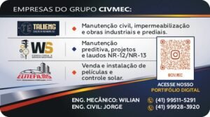 Cartão de visita fundo CIVMEC GROUP Grupo de Empresas de Engenheria Mecânica, Engenharia Industrial e Engenharia Civil
