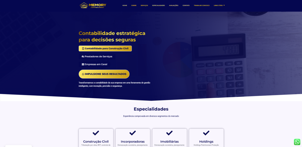 Site de escritório de contabilidade em Belo Horizonte desenvolvido pela Divulga Plux Websites.